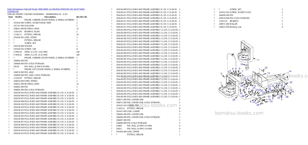 Komatsu MWL/MWE-1A CHASSIS (PM037B) S/N 2624776000-UP Parts catalog cover Page 2