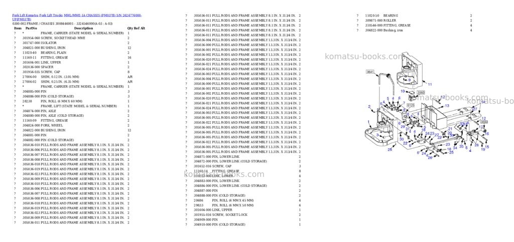 Komatsu MWL/MWE-1A CHASSIS (PM037B) S/N 2624776000-UP Parts catalog cover Page 3