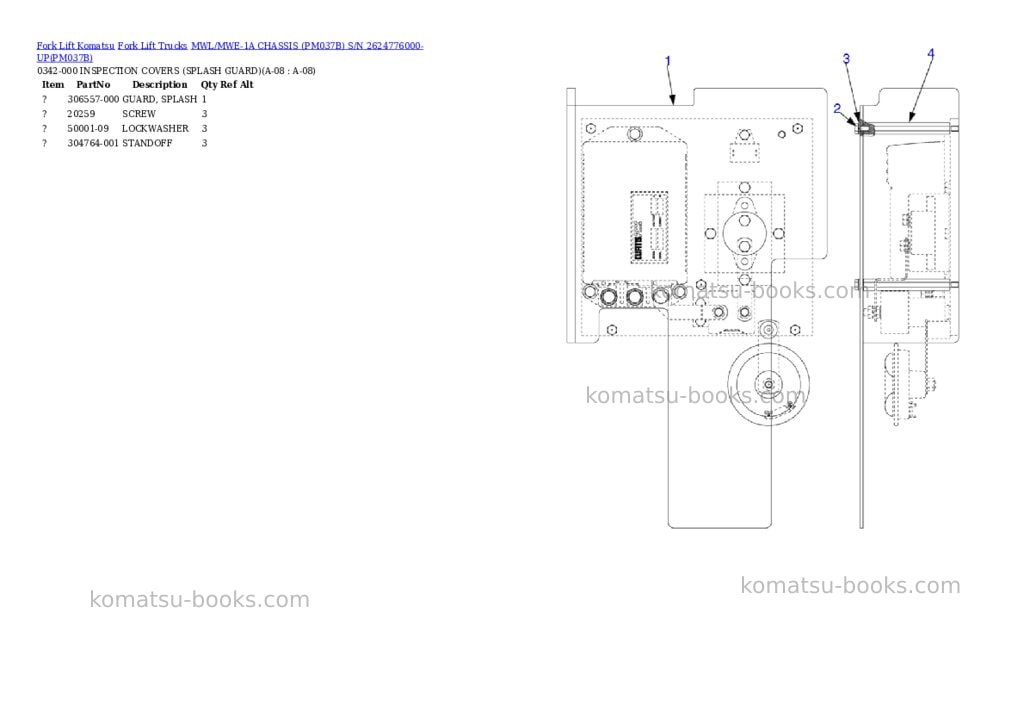 Komatsu MWL/MWE-1A CHASSIS (PM037B) S/N 2624776000-UP Parts catalog cover Page 8