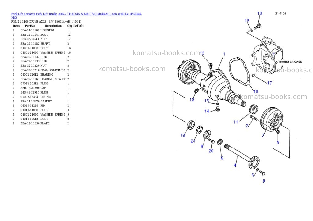 Komatsu ABX-7 CHASSIS & MASTS (PM044-MC) S/N 85001A~ Parts catalog cover Page 10 Komatsu ABX-7 CHASSIS & MASTS (PM044-MC) S/N 85001A~ Parts catalog cover Page 10