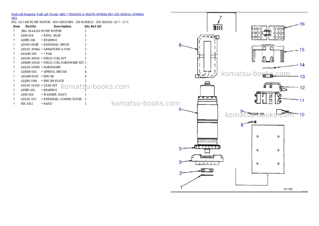Komatsu ABX-7 CHASSIS & MASTS (PM044-MC) S/N 85001A~ Parts catalog cover Page 5 Komatsu ABX-7 CHASSIS & MASTS (PM044-MC) S/N 85001A~ Parts catalog cover Page 5