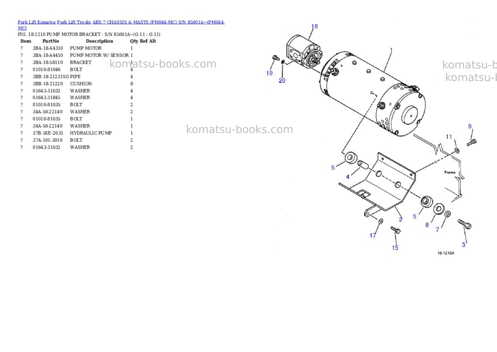Komatsu ABX-7 CHASSIS & MASTS (PM044-MC) S/N 85001A~ Parts catalog cover Page 7 Komatsu ABX-7 CHASSIS & MASTS (PM044-MC) S/N 85001A~ Parts catalog cover Page 7