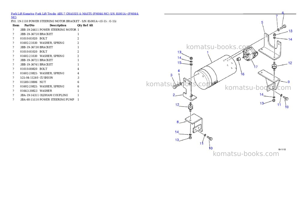 Komatsu ABX-7 CHASSIS & MASTS (PM044-MC) S/N 85001A~ Parts catalog cover Page 9 Komatsu ABX-7 CHASSIS & MASTS (PM044-MC) S/N 85001A~ Parts catalog cover Page 9