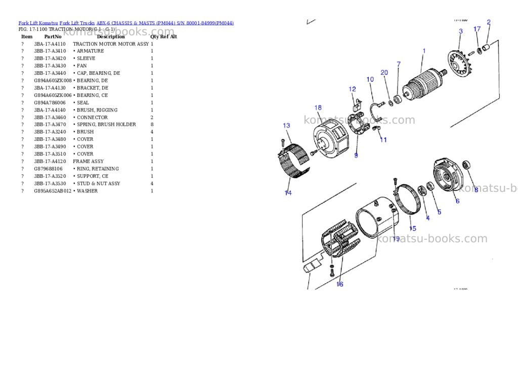 Komatsu ABX-6 CHASSIS & MASTS (PM044) S/N 80001-84999 Parts catalog cover Page 2 Komatsu ABX-6 CHASSIS & MASTS (PM044) S/N 80001-84999 Parts catalog cover Page 2