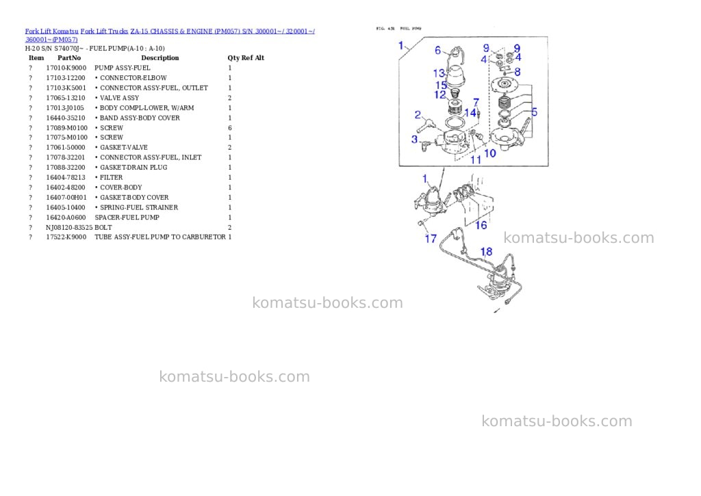 Komatsu ZA-15 CHASSIS & ENGINE (PM057) S/N 300001~/ 320001~/ 360001~ Parts catalog cover Page 10