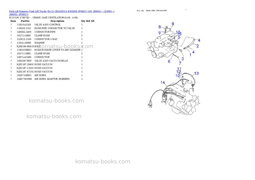 Komatsu ZA-15 CHASSIS & ENGINE (PM057) S/N 300001~/ 320001~/ 360001~ Parts catalog cover Page 4