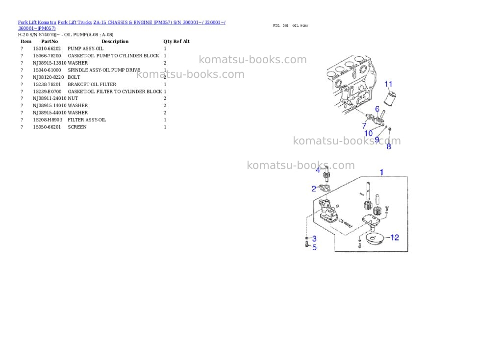 Komatsu ZA-15 CHASSIS & ENGINE (PM057) S/N 300001~/ 320001~/ 360001~ Parts catalog cover Page 8