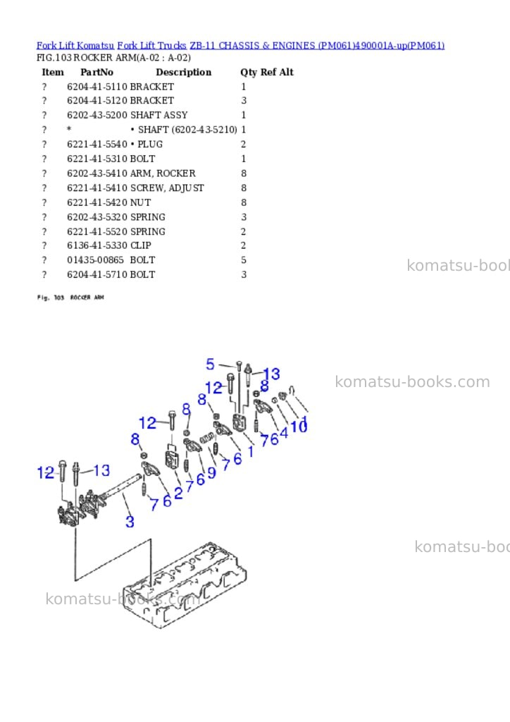 Komatsu ZB-11 CHASSIS & ENGINES (PM061)490001A-up Parts catalog cover Page 2 Komatsu ZB-11 CHASSIS & ENGINES (PM061)490001A-up Parts catalog cover Page 2