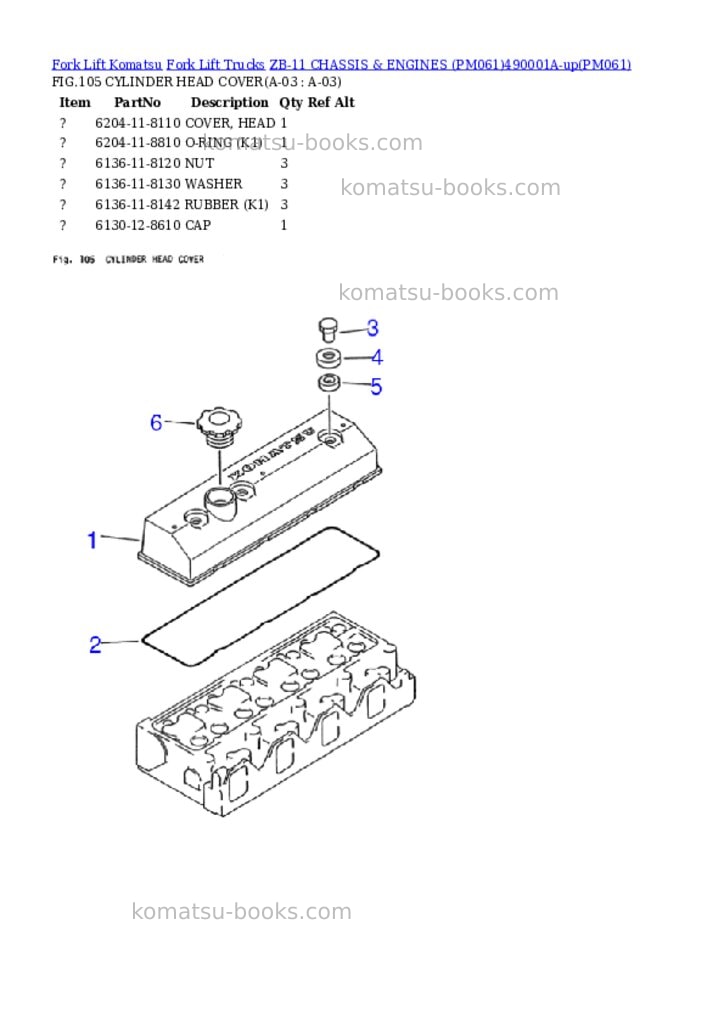 Komatsu ZB-11 CHASSIS & ENGINES (PM061)490001A-up Parts catalog cover Page 3 Komatsu ZB-11 CHASSIS & ENGINES (PM061)490001A-up Parts catalog cover Page 3