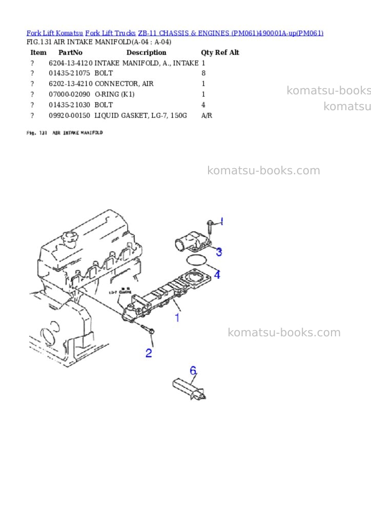 Komatsu ZB-11 CHASSIS & ENGINES (PM061)490001A-up Parts catalog cover Page 4 Komatsu ZB-11 CHASSIS & ENGINES (PM061)490001A-up Parts catalog cover Page 4