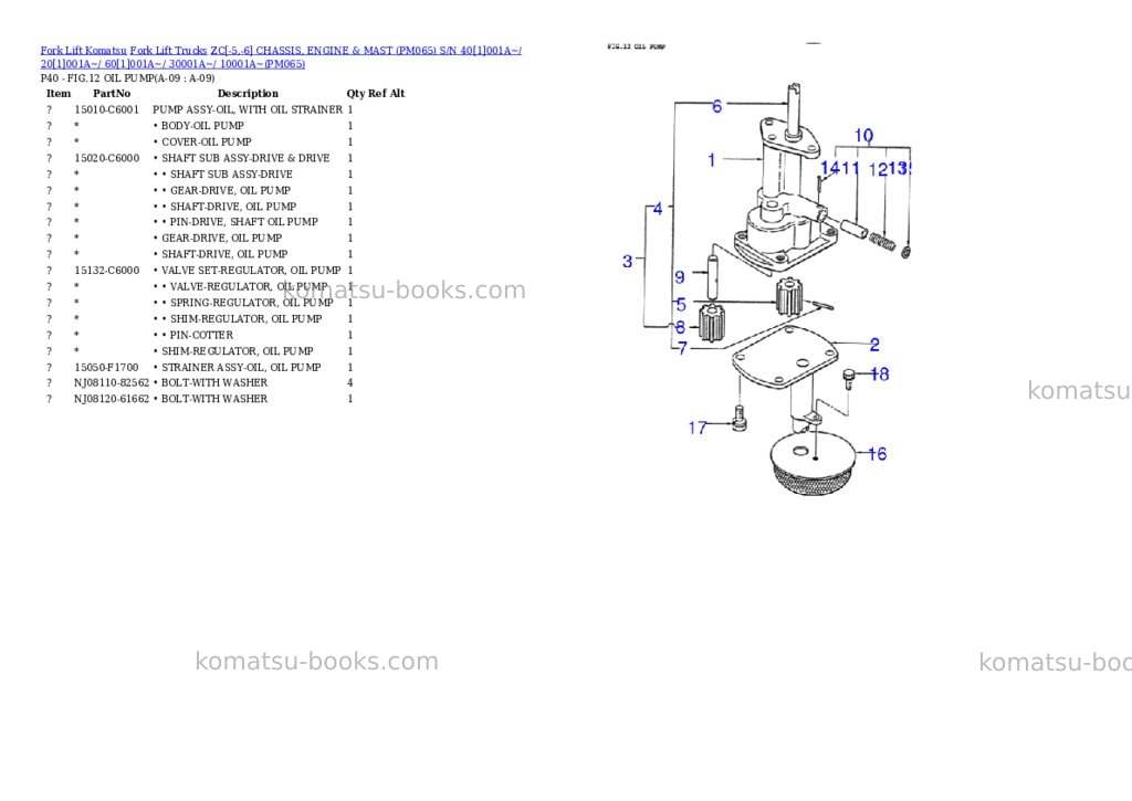 Komatsu ZC[-5,-6] CHASSIS, ENGINE & MAST (PM065) S/N 40[1]001A~/ 20[1]001A~/ 60[1]001A~/ 30001A~/ 10001A~ Parts catalog cover Page 9