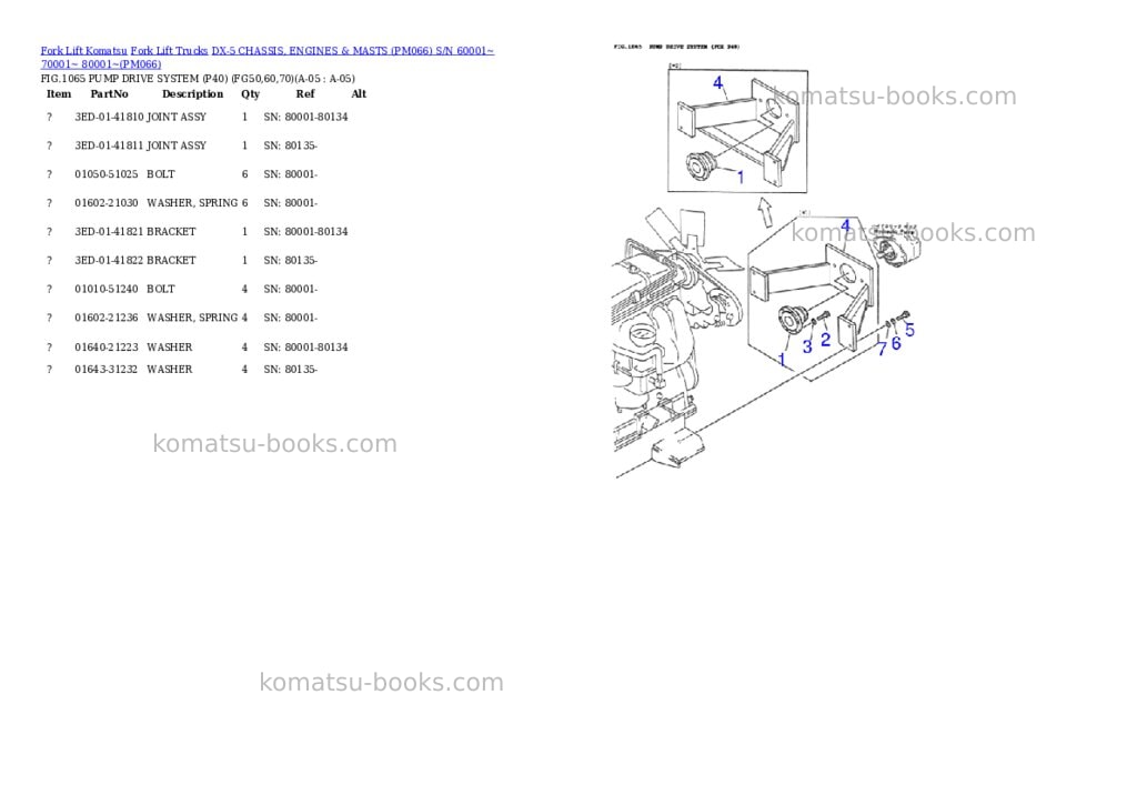 Komatsu DX-5 CHASSIS, ENGINES & MASTS (PM066) S/N 60001~ 70001~ 80001~ Parts catalog cover