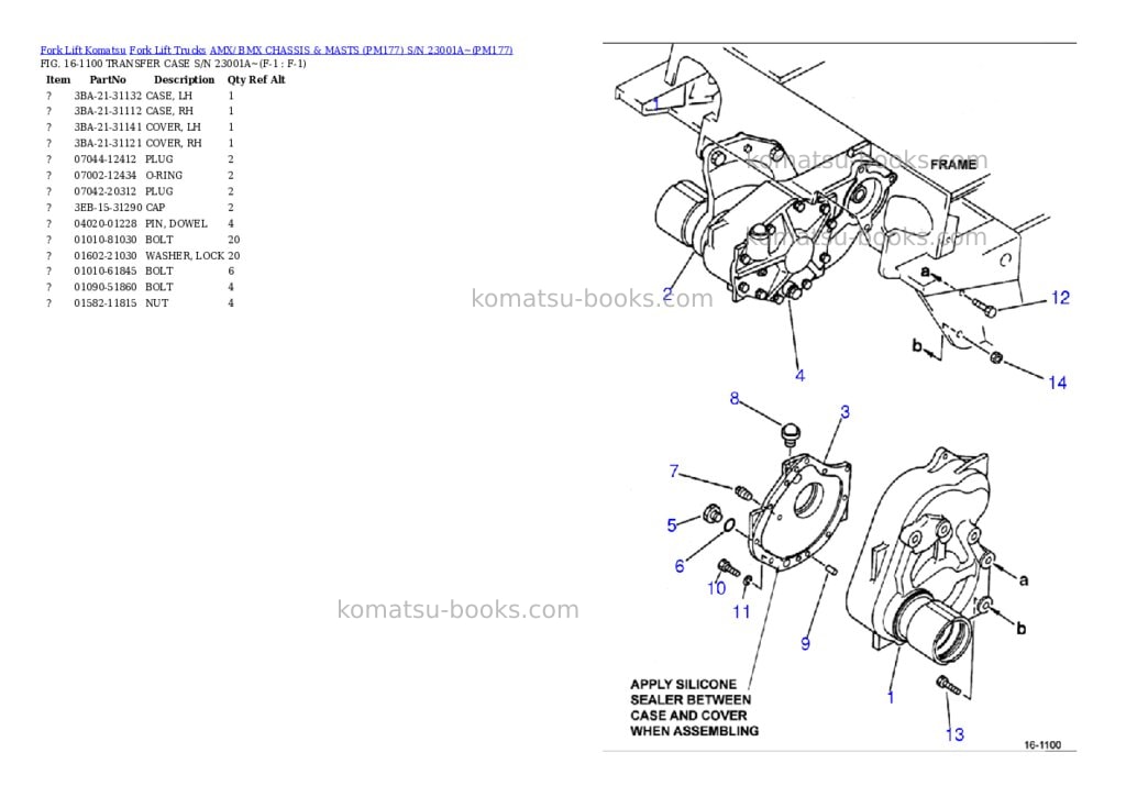 Komatsu AMX/ BMX CHASSIS & MASTS (PM177) S/N 23001A~ Parts catalog cover Komatsu AMX/ BMX CHASSIS & MASTS (PM177) S/N 23001A~ Parts catalog cover