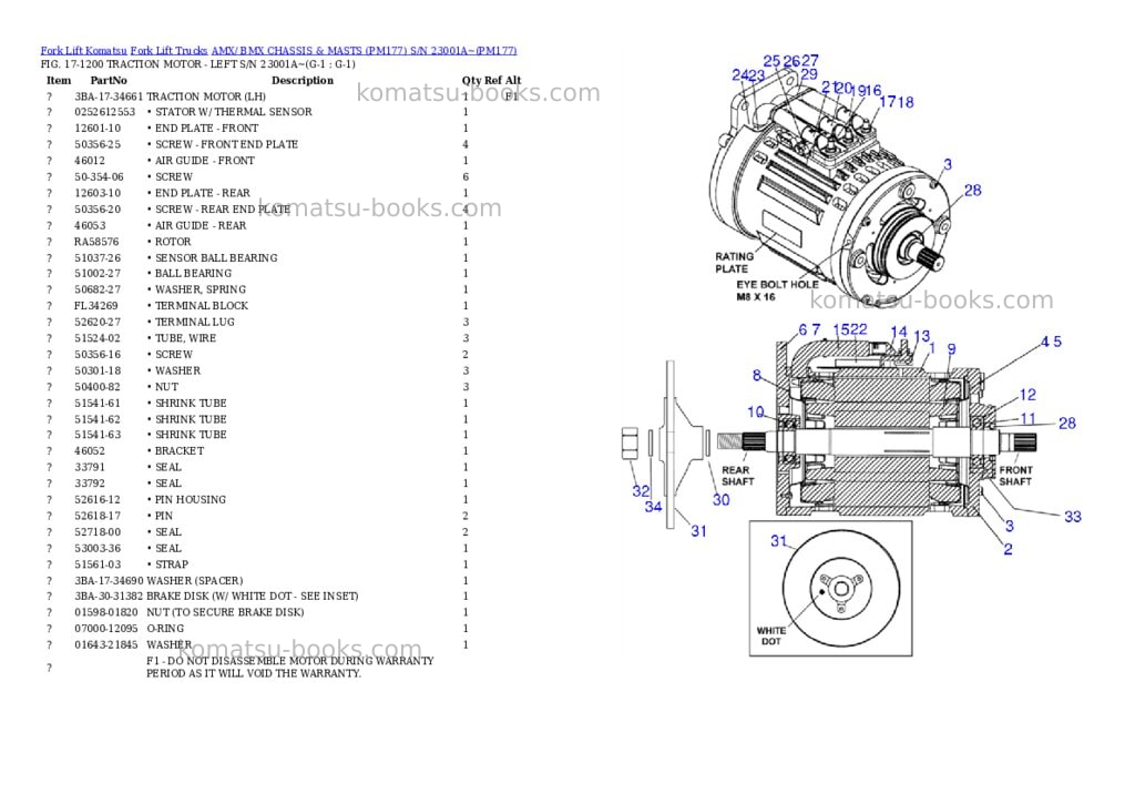 Komatsu AMX/ BMX CHASSIS & MASTS (PM177) S/N 23001A~ Parts catalog cover Page 4 Komatsu AMX/ BMX CHASSIS & MASTS (PM177) S/N 23001A~ Parts catalog cover Page 4