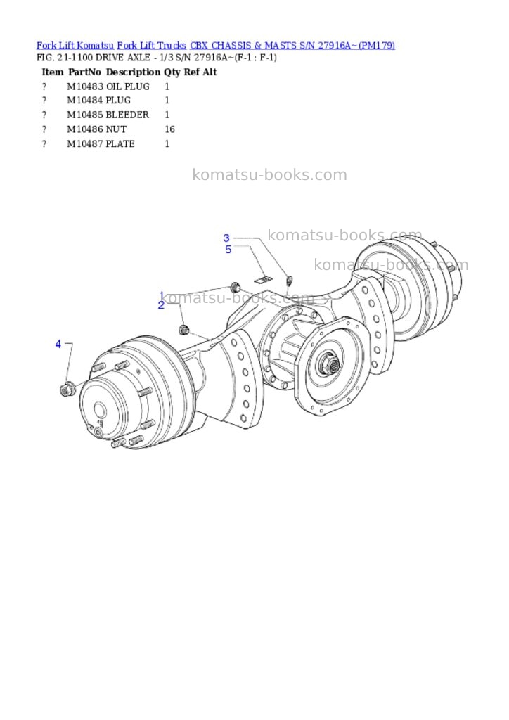Komatsu cbx chassis & masts s/n 27916a~ Parts catalog cover Komatsu cbx chassis & masts s/n 27916a~ Parts catalog cover