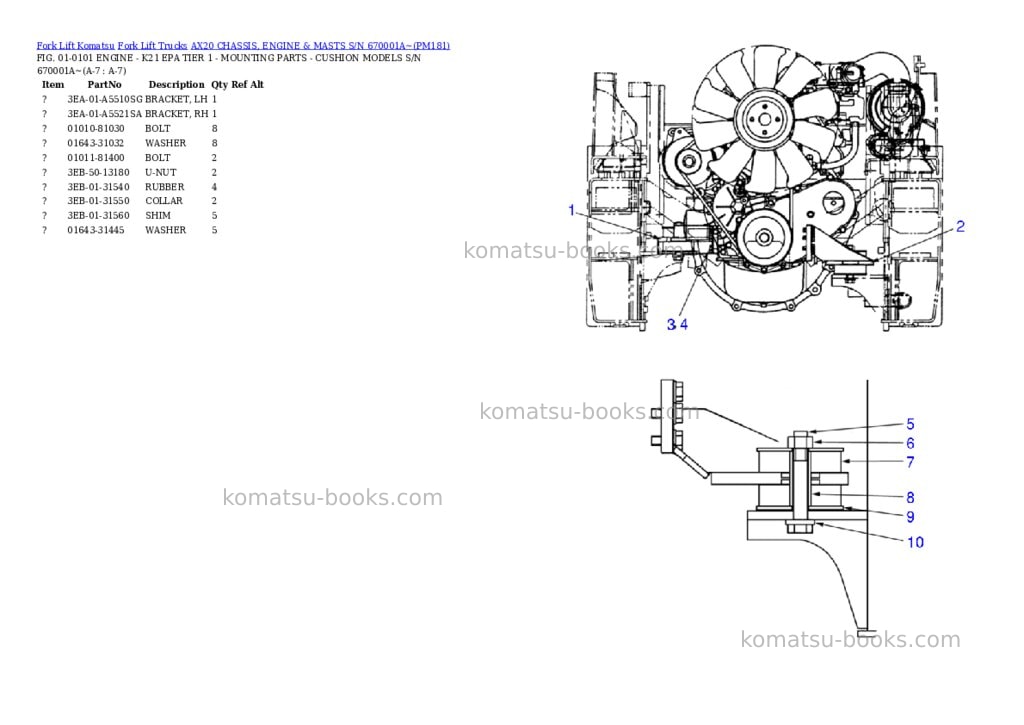 Komatsu ax20 chassis, engine & masts s/n 670001a~ Parts catalog cover Page 4