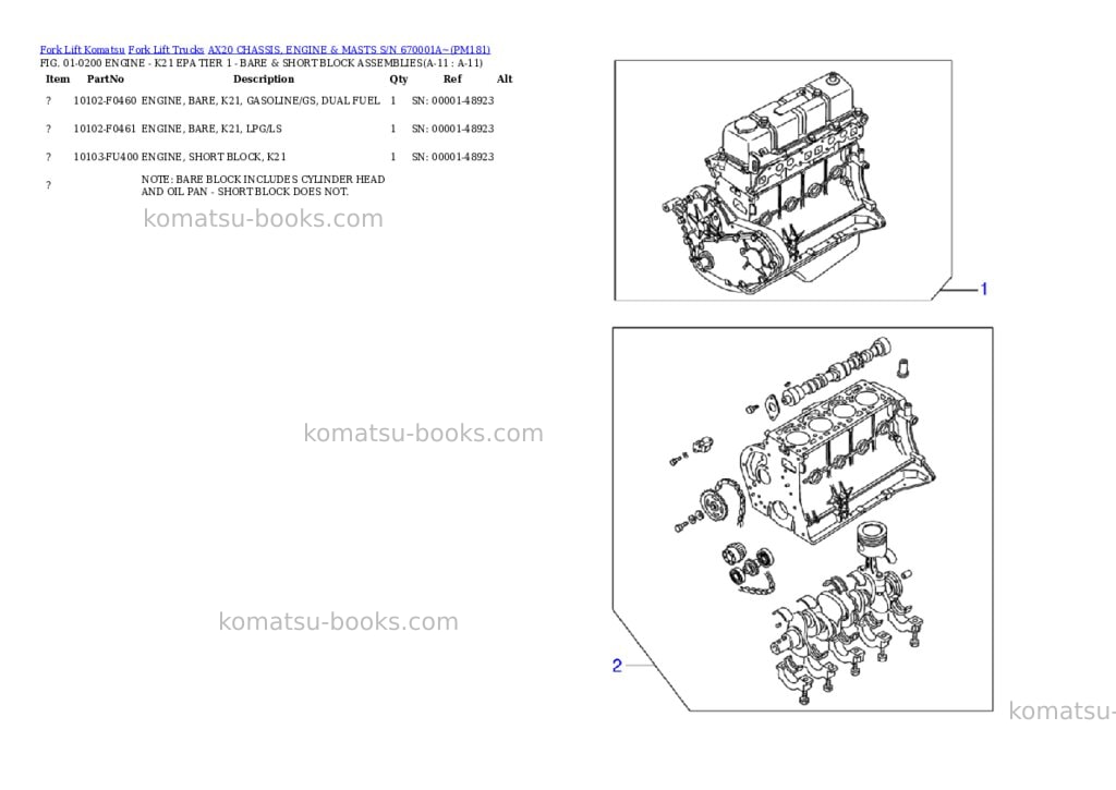 Komatsu ax20 chassis, engine & masts s/n 670001a~ Parts catalog cover Page 6