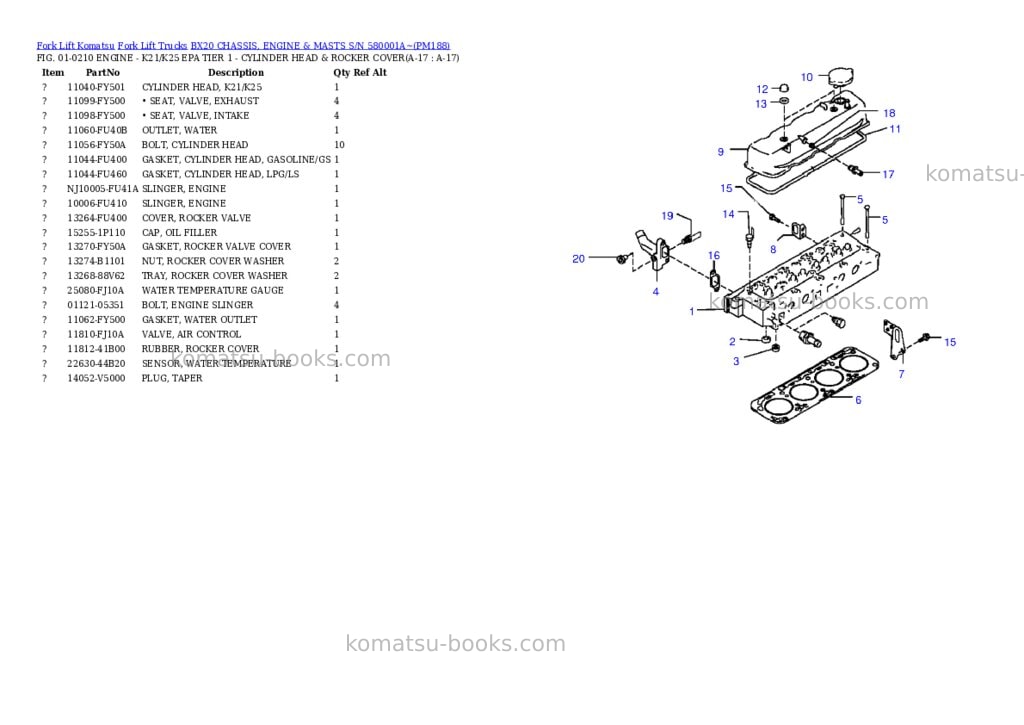 Komatsu bx20 chassis, engine & masts s/n 580001a~ Parts catalog cover Page 9