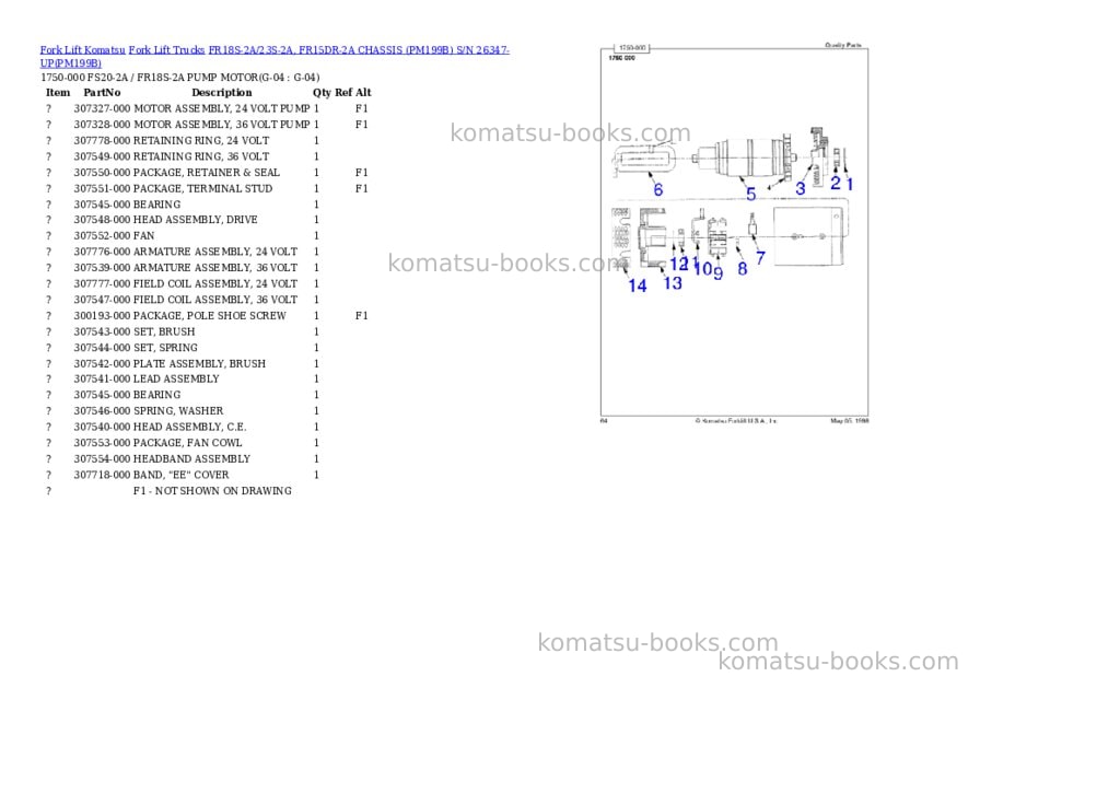 Komatsu FR18S-2A/23S-2A, FR15DR-2A CHASSIS (PM199B) S/N 26347-UP Parts catalog cover Page 5