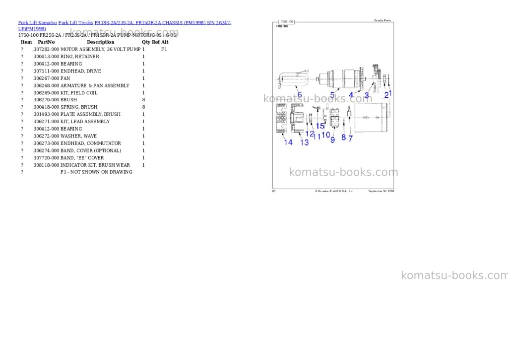 Komatsu FR18S-2A/23S-2A, FR15DR-2A CHASSIS (PM199B) S/N 26347-UP Parts catalog cover Page 6