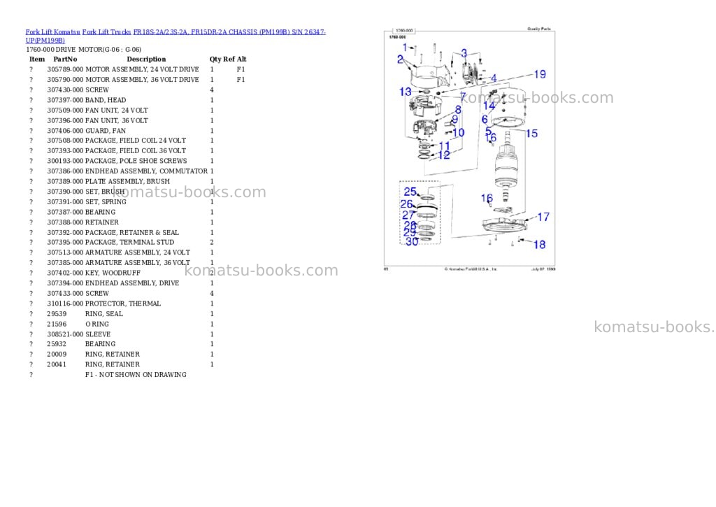 Komatsu FR18S-2A/23S-2A, FR15DR-2A CHASSIS (PM199B) S/N 26347-UP Parts catalog cover Page 7