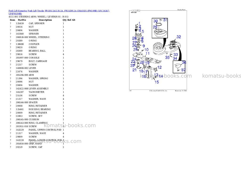 Komatsu FR18S-2A/23S-2A, FR15DR-2A CHASSIS (PM199B) S/N 26347-UP Parts catalog cover Page 8