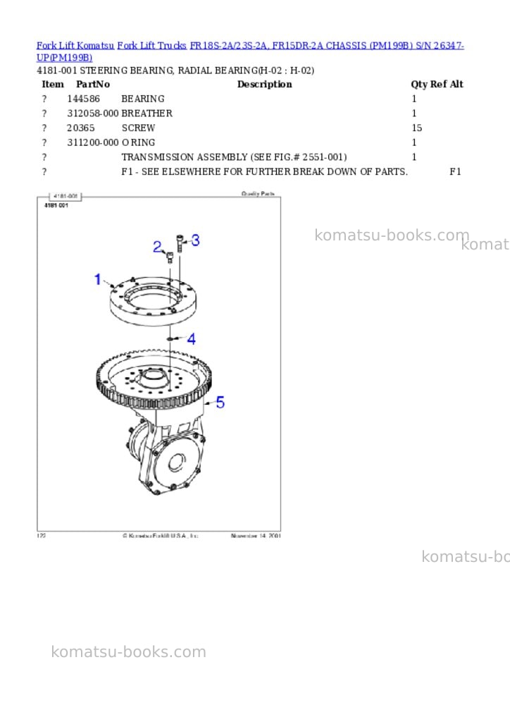 Komatsu FR18S-2A/23S-2A, FR15DR-2A CHASSIS (PM199B) S/N 26347-UP Parts catalog cover Page 9