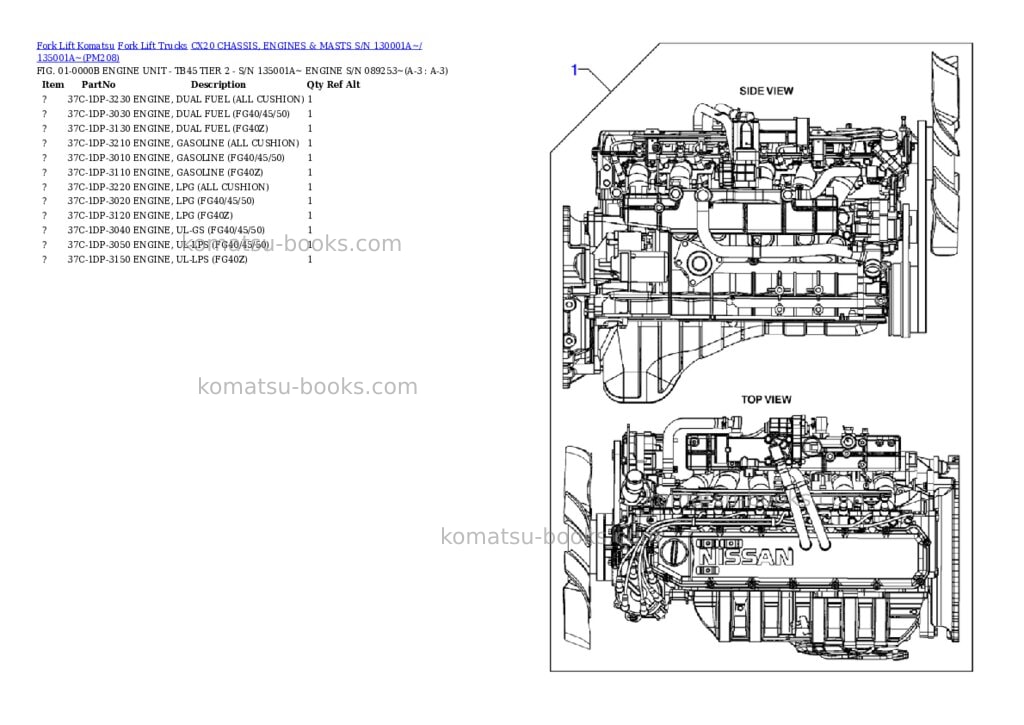 Komatsu cx20 chassis, engines & masts s/n 130001a~/ 135001a~ Parts catalog cover Page 2