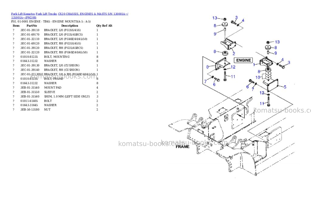 Komatsu cx20 chassis, engines & masts s/n 130001a~/ 135001a~ Parts catalog cover Page 3