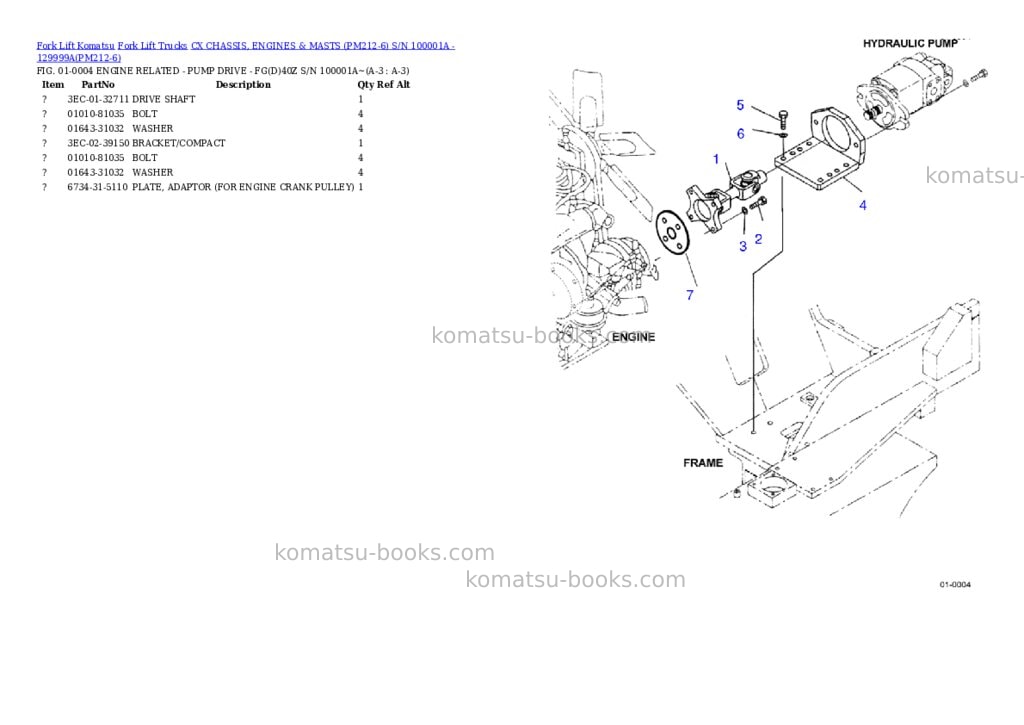 Komatsu CX CHASSIS, ENGINES & MASTS (PM212-6) S/N 100001A - 129999A Parts catalog cover Page 2