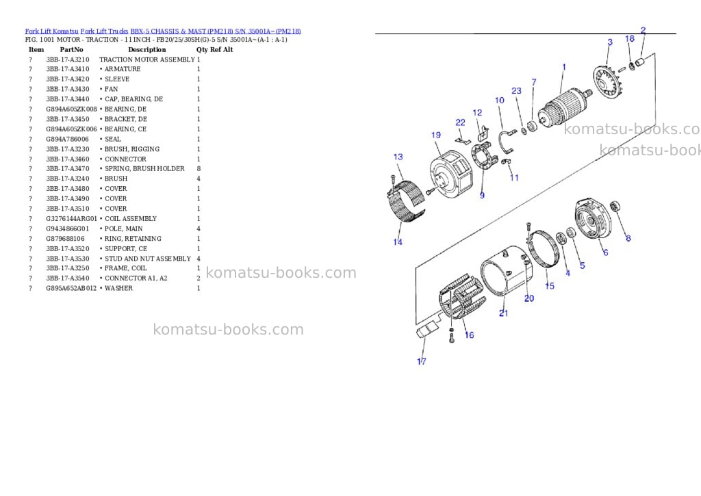Komatsu BBX-5 CHASSIS & MAST (PM218) S/N 35001A~ Parts catalog cover Komatsu BBX-5 CHASSIS & MAST (PM218) S/N 35001A~ Parts catalog cover