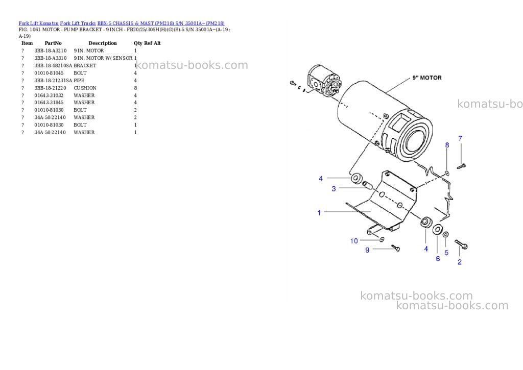 Komatsu BBX-5 CHASSIS & MAST (PM218) S/N 35001A~ Parts catalog cover Page 10 Komatsu BBX-5 CHASSIS & MAST (PM218) S/N 35001A~ Parts catalog cover Page 10