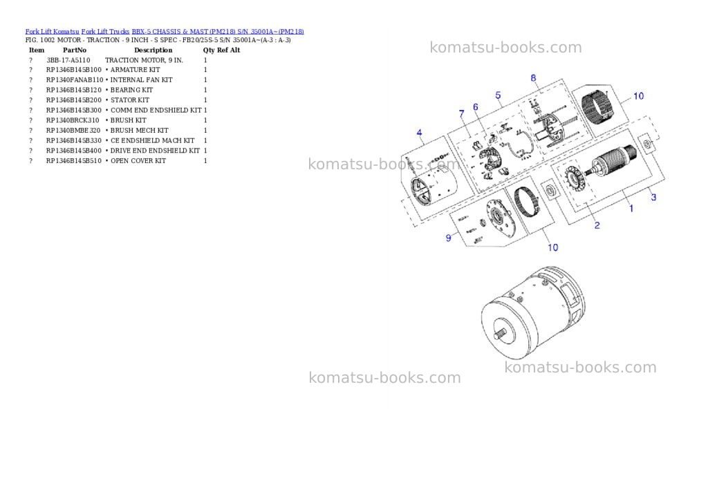 Komatsu BBX-5 CHASSIS & MAST (PM218) S/N 35001A~ Parts catalog cover Page 2 Komatsu BBX-5 CHASSIS & MAST (PM218) S/N 35001A~ Parts catalog cover Page 2