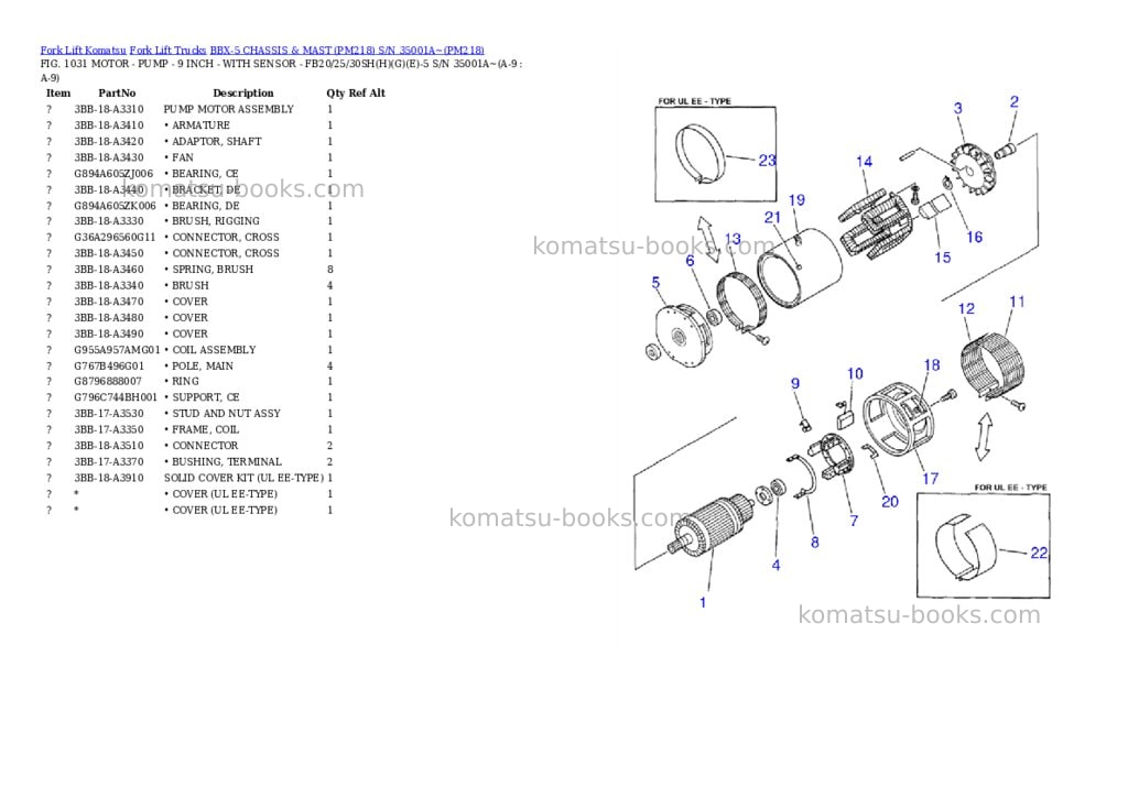 Komatsu BBX-5 CHASSIS & MAST (PM218) S/N 35001A~ Parts catalog cover Page 5 Komatsu BBX-5 CHASSIS & MAST (PM218) S/N 35001A~ Parts catalog cover Page 5