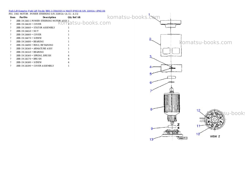 Komatsu BBX-5 CHASSIS & MAST (PM218) S/N 35001A~ Parts catalog cover Page 8 Komatsu BBX-5 CHASSIS & MAST (PM218) S/N 35001A~ Parts catalog cover Page 8