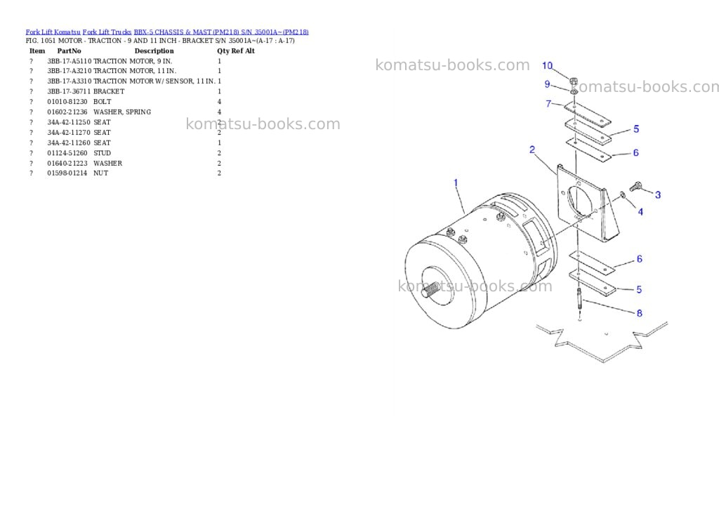 Komatsu BBX-5 CHASSIS & MAST (PM218) S/N 35001A~ Parts catalog cover Page 9 Komatsu BBX-5 CHASSIS & MAST (PM218) S/N 35001A~ Parts catalog cover Page 9