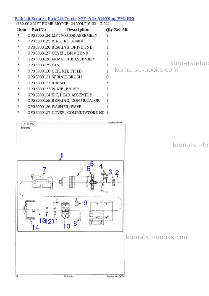 Komatsu MPF15-2A 544001-up Parts catalog cover Page 3 Komatsu MPF15-2A 544001-up Parts catalog cover Page 3