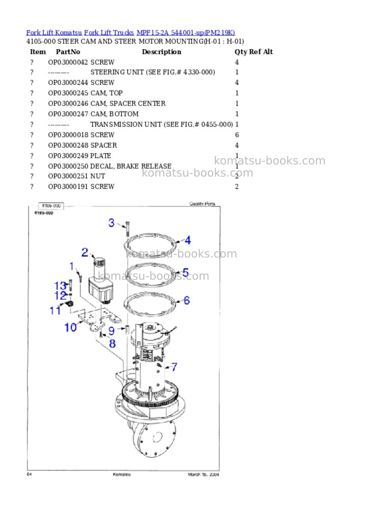 Komatsu MPF15-2A 544001-up Parts catalog cover Page 5 Komatsu MPF15-2A 544001-up Parts catalog cover Page 5