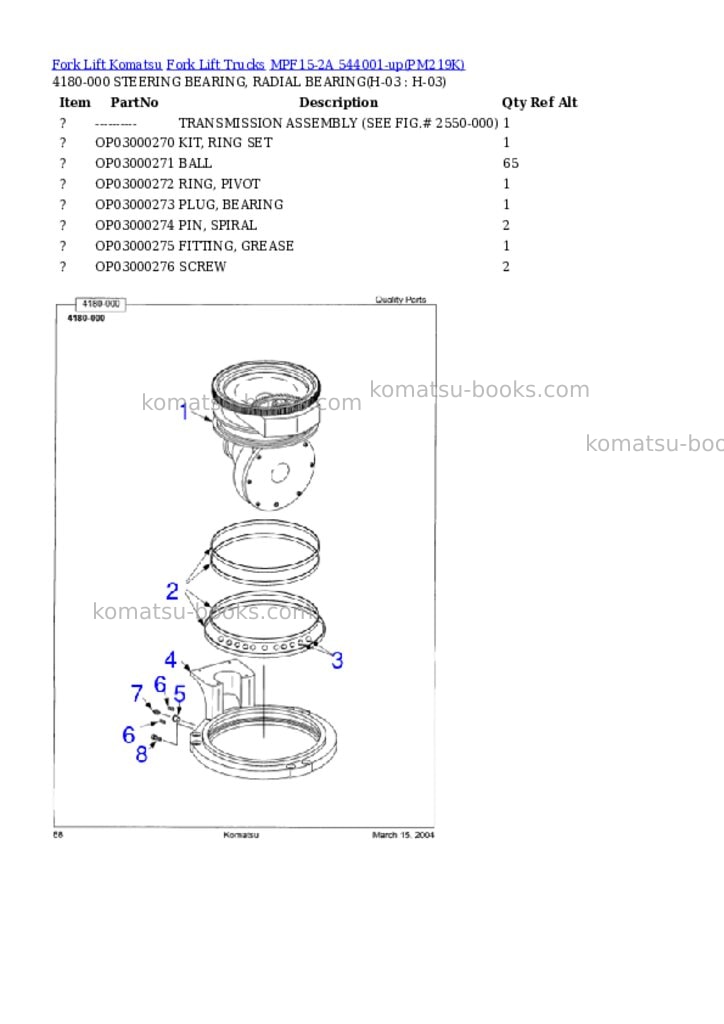 Komatsu MPF15-2A 544001-up Parts catalog cover Page 7 Komatsu MPF15-2A 544001-up Parts catalog cover Page 7