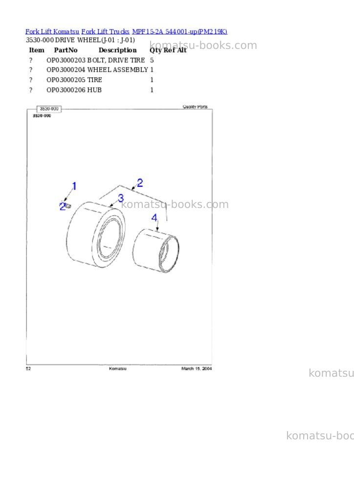 Komatsu MPF15-2A 544001-up Parts catalog cover Page 9 Komatsu MPF15-2A 544001-up Parts catalog cover Page 9