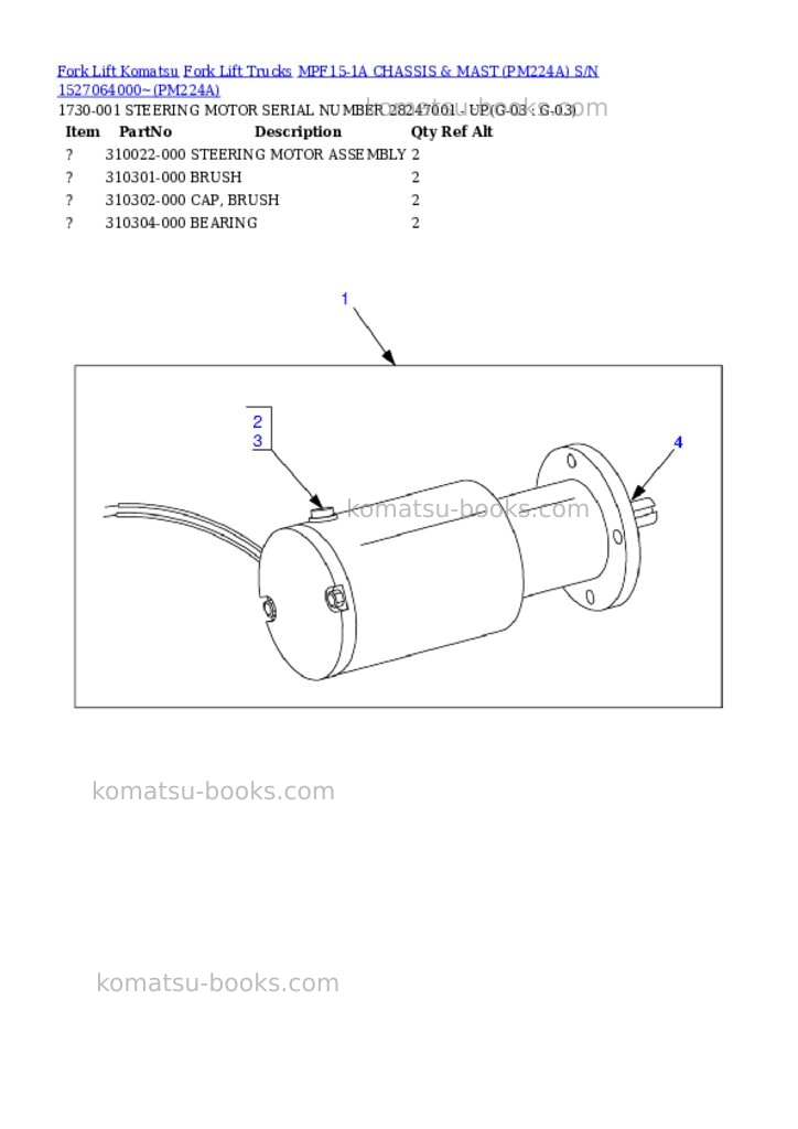Komatsu MPF15-1A CHASSIS & MAST (PM224A) S/N 1527064000~ Parts catalog cover Page 4
