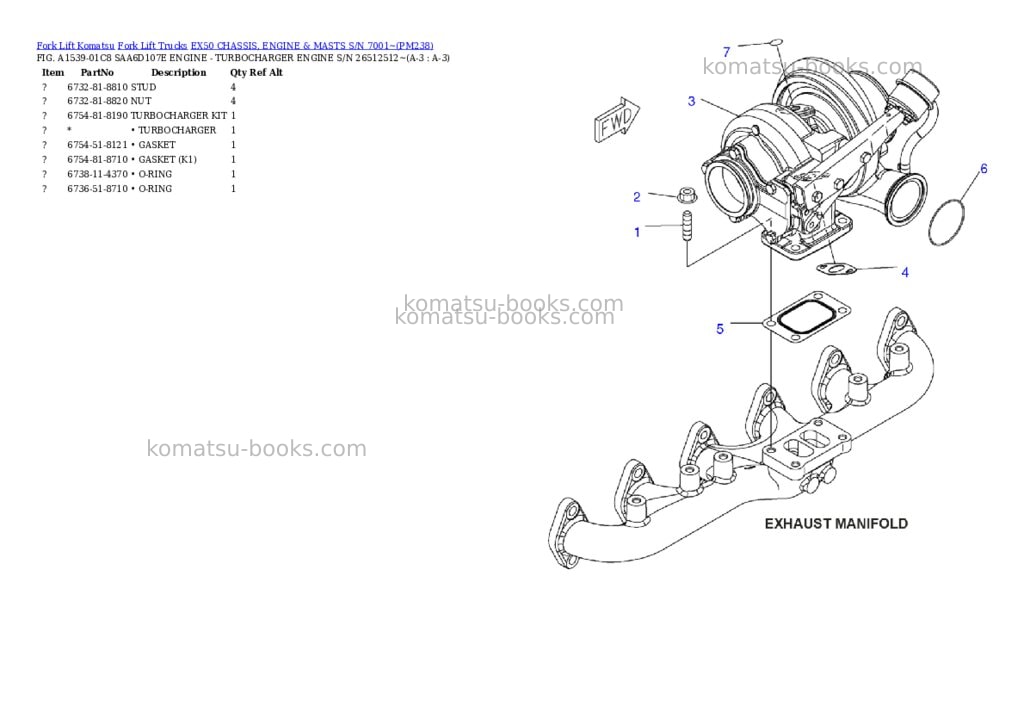 Komatsu ex50 chassis, engine & masts s/n 7001~ Parts catalog cover Page 2
