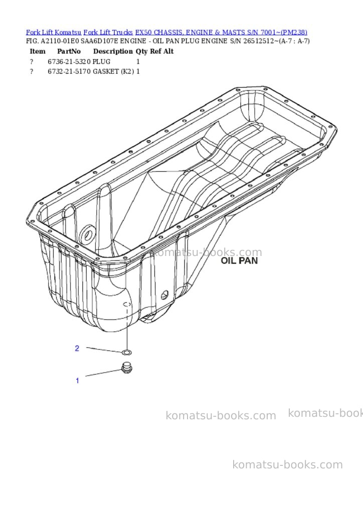 Komatsu ex50 chassis, engine & masts s/n 7001~ Parts catalog cover Page 4