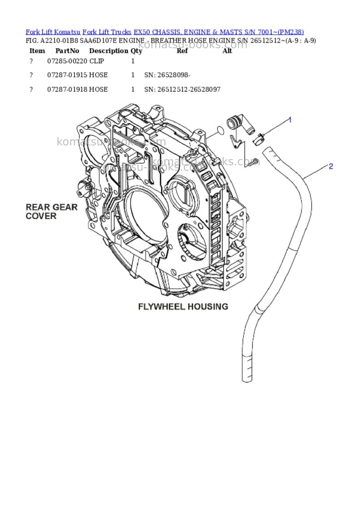 Komatsu ex50 chassis, engine & masts s/n 7001~ Parts catalog cover Page 5