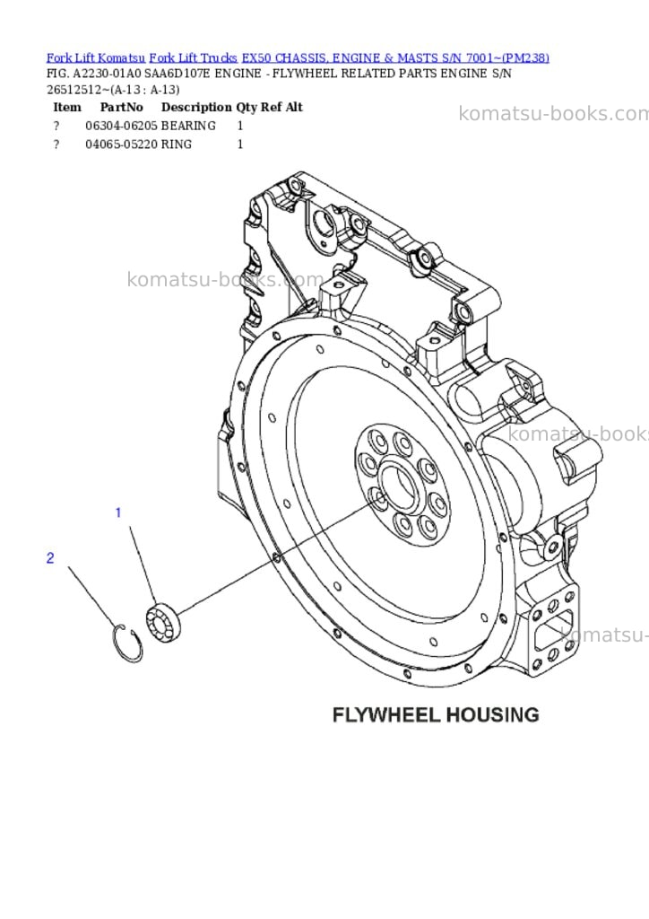 Komatsu ex50 chassis, engine & masts s/n 7001~ Parts catalog cover Page 7