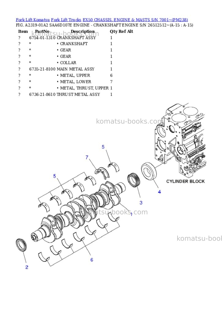 Komatsu ex50 chassis, engine & masts s/n 7001~ Parts catalog cover Page 8