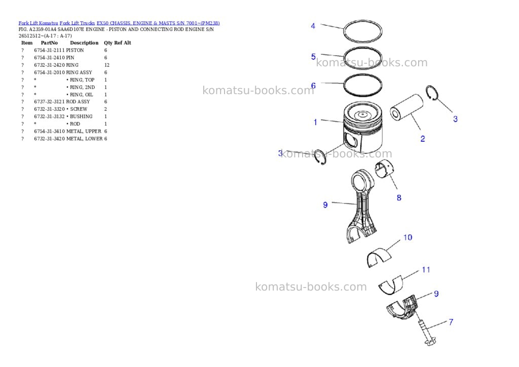 Komatsu ex50 chassis, engine & masts s/n 7001~ Parts catalog cover Page 9