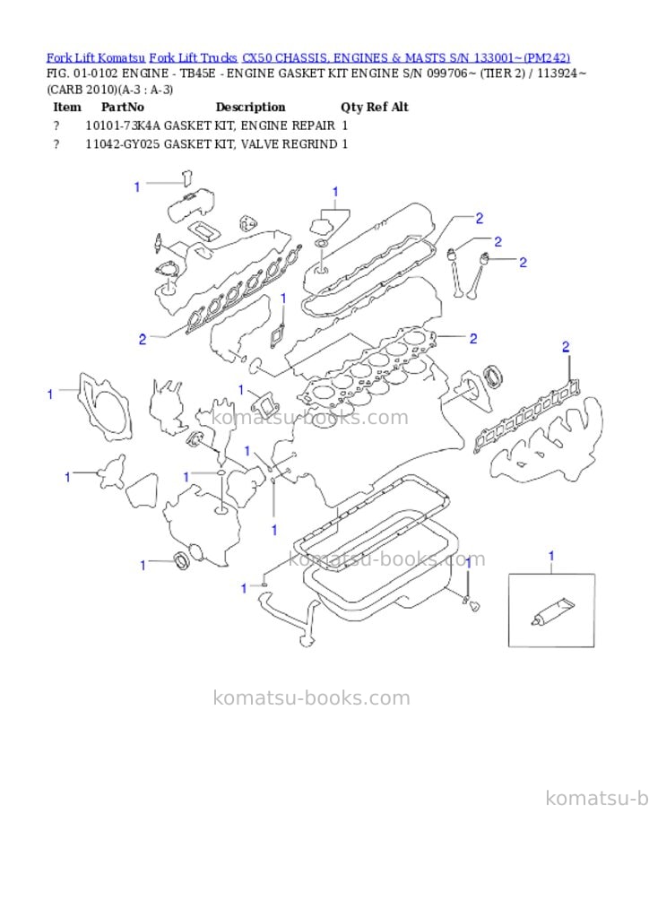 Komatsu cx50 chassis, engines & masts s/n 133001~ Parts catalog cover Page 2 Komatsu cx50 chassis, engines & masts s/n 133001~ Parts catalog cover Page 2