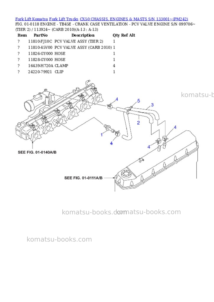 Komatsu cx50 chassis, engines & masts s/n 133001~ Parts catalog cover Page 7 Komatsu cx50 chassis, engines & masts s/n 133001~ Parts catalog cover Page 7