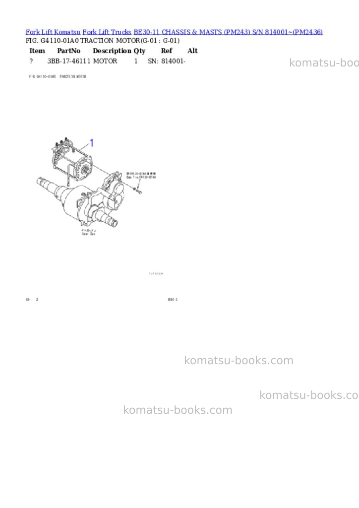 Komatsu BE30-11 CHASSIS & MASTS (PM243) S/N 814001~ Parts catalog cover Page 3 Komatsu BE30-11 CHASSIS & MASTS (PM243) S/N 814001~ Parts catalog cover Page 3